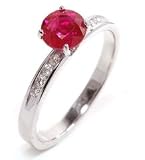Ruby and Diamond Engagement Ring or Right Hand Ring, 14k White Gold, Ring Size 6 (T.w 1.25)