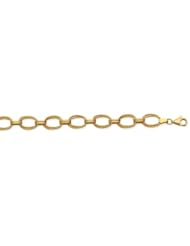 CleverEves 14K Yellow Gold Hammered 2 Layered Oval Link Bracelet