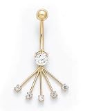 14K BELLY RING CZ FAN - ES-1321
