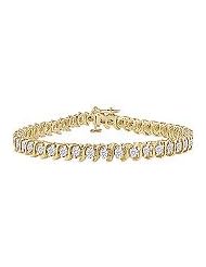 Diamond S Tennis Bracelet : 18K Yellow Gold - 4.00 CT Diamonds