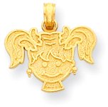 Girl Face With Pigtails Charm, Yellow Gold