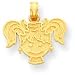 Girl Face With Pigtails Charm, Yellow Gold
