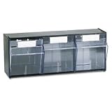 Deflecto 20304OP Three-bin horizontal tilt bin storage system, 23-5/8w x 7-3/4d x 9-1/2h, black
