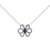 9ct Diamond & Sapphire Flower Pendant