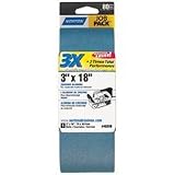 Norton NorZon Plus 3X Portable Abrasive Belt, Zirconia Alumina, 3 Width x 18 Length, Grit 80 (Pack of 5)