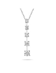 1/4 Cts Diamond Journey Line Pendant in 14K White Gold