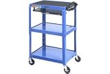 Blue Adjustable Steel Workstation With Sliding Shelf And Mousepad