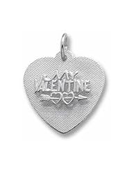 Rembrandt Charms, Be My Valentine Charm in Solid Sterling Silver or Gold, Engravable