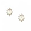 Yellow Gold Stud Earrings - White Akoya Pearl Diamond