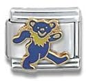 Clearly Charming Blue Dancing Bear Grateful Dead Italian Charm Bracelet Link