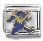 Clearly Charming Blue Dancing Bear Grateful Dead Italian Charm Bracelet Link