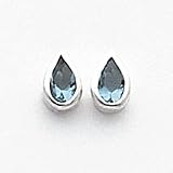 Sterling Silver Light Blue CZ (Cubic Zirconia) Teardrop Earrings