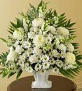 Floral Same Day Flower Delivery Sympathy Basket in White