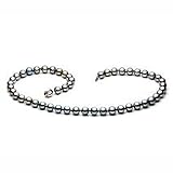 14k, AA 6.5-7mm Black Round Akoya Cultured Pearl Necklace and Bracelet