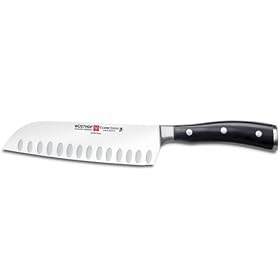 Wusthof Classic Ikon 7-Inch Santoku, Hollow Edge, Black: Kitchen &amp; Dining