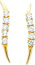 14K Yellow Gold CZ Wave Stud Earrings Jewelry New 14K Yellow Gold CZ Wave Stud Earrings Jewelry New
