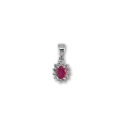 14K White Gold White Gold Ruby and Diamond Pendant - Size: 7