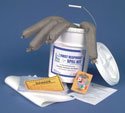 SK5USP 5 Gallon UniSorb Plus Spill Kit works with acids, alkalis, solvents, oils, and water based liquids. Contains 5 gallon pail with cover, four sock (3