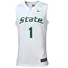 Image of Nike Michigan State Spartans #1 White Replica Basketball Jersey (Small)