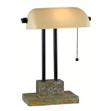 Kenroy Home 21041SL Greenville Banker Lamp - Natural Slate with Oil Rubbed Bronze Accents