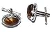 Cuff Links Pair Men Sterling Silver Tiger's eye Gemstone Antique Reproduction (cflng123)