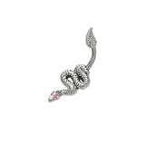 Snake Belly Ring with Pink Jewels for Eyes