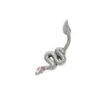 Snake Belly Ring with Pink Jewels for Eyes