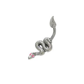 Snake Belly Ring with Pink Jewels for Eyes