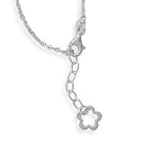 Sterling Silver Chain with Flower Charm Anklet Ankle Bracelet Adjustable 9.5-10.5