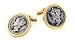 Yellow gold plated wide bezel set Mercury Dime coin cufflinks with presentation box. Made in the U.S.A