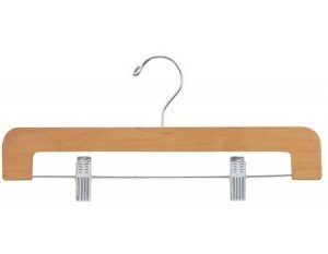 Wooden Bottoms Hangers w/Clips Premium Natural Finish Box of 25