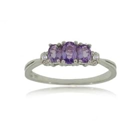 White Gold Three Stone Ring w Tanzanite and Diamonds by GemAffair