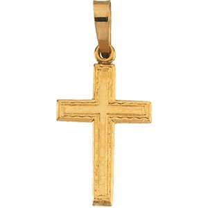 14k Yellow Gold Teen Cross Pendant 17.5×12mm