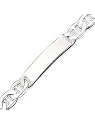 Sterling Silver 8.5 Inch Polished Engraveable Anchor Link ID Bracelet - 8.5 Inch