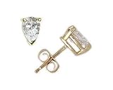 1.00 ct.tw Pear Diamond Solitaire Earrings in 14 kt. Yellow Gold