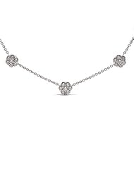 0.27ct 3 Cluster Diamond Necklace 14k Gold