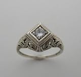 Feminine Filligree Antique Style Diamond Ring