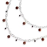 Sterling Silver Sun Stone & Garnet Fancy Necklaces - 42 Inch