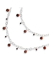 Sterling Silver Sun Stone & Garnet Fancy Necklaces QH1111-42"