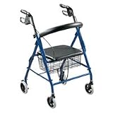 Aluminum Rollator with Padded Seat - Blue