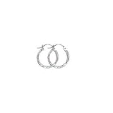 .925 Sterling Silver Diamond Cut Clip Hoop Earrings