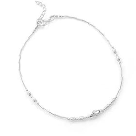 Anklet - Adjustable Liquid Silver Melon Bead Sterling Silver