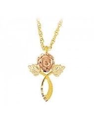 Gold Rose Cross Necklace