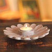 NOVICA Soapstone candleholder Orissa Rose