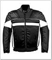 Men's Textile/Leather Motorcycle Jacket with Armor MJ459Black