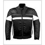 Men's Textile/Leather Motorcycle Jacket with Armor MJ459Black