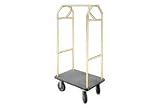 Bellman Hotel Cart 41x24 Satin Brass With Gray Carpet And Rubber Wheels