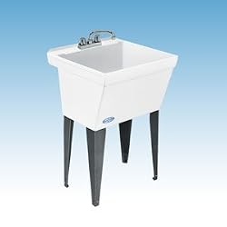 Mustee 17W Durastone Utility Wall Sink - White