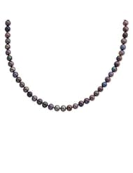 Sterling Silver 7-8mm Black Freshwater Cultured Pearl Necklace