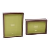 Swing 8 x 10 Walnut Shadow Box Picture Frame with Chroma Fern Green Interior.